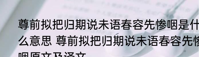 尊前拟把归期说未语春容先惨咽是什么意思 尊前拟把归期说未语春容先惨咽原文及译文