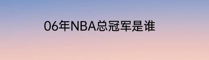 06年NBA总冠军是谁