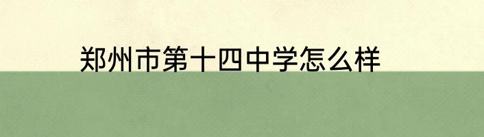 郑州市第十四中学怎么样