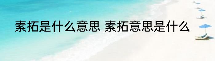 素拓是什么意思 素拓意思是什么