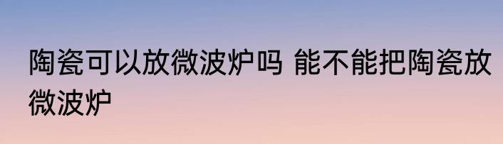 陶瓷可以放微波炉吗 能不能把陶瓷放微波炉