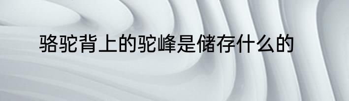 骆驼背上的驼峰是储存什么的