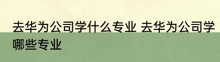 去华为公司学什么专业 去华为公司学哪些专业