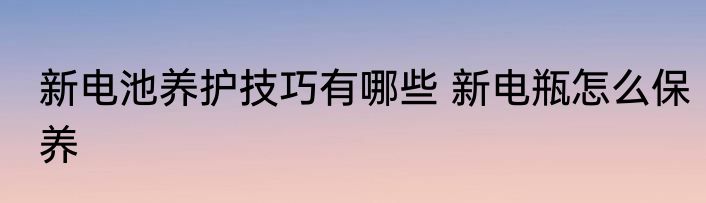 新电池养护技巧有哪些 新电瓶怎么保养
