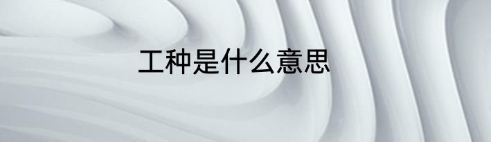 工种是什么意思