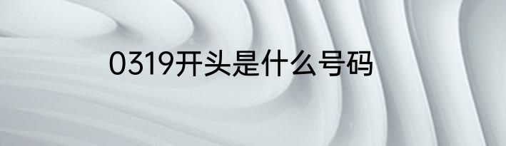 0319开头是什么号码