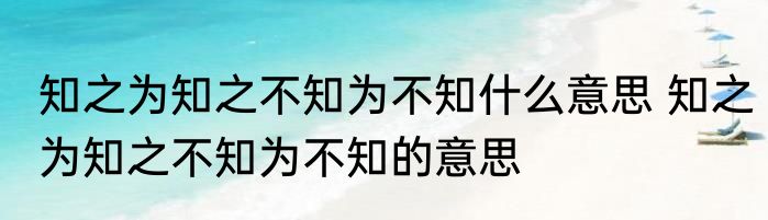 知之为知之不知为不知什么意思 知之为知之不知为不知的意思