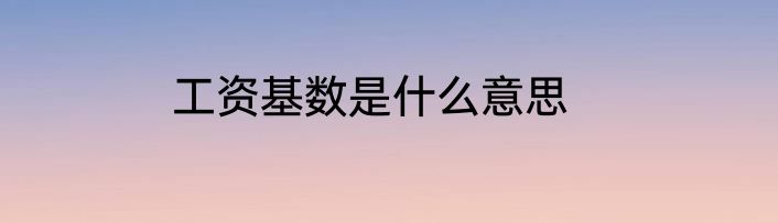 工资基数是什么意思