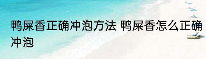 鸭屎香正确冲泡方法 鸭屎香怎么正确冲泡
