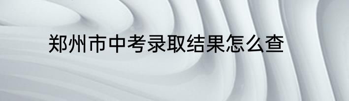 郑州市中考录取结果怎么查