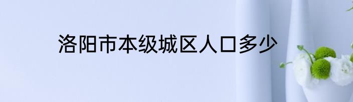 洛阳市本级城区人口多少