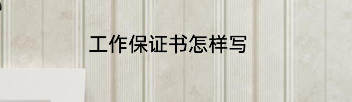 工作保证书怎样写