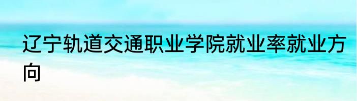辽宁轨道交通职业学院就业率就业方向