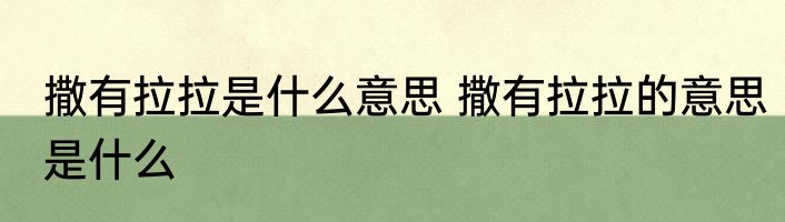 撒有拉拉是什么意思 撒有拉拉的意思是什么