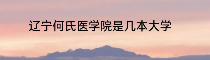 辽宁何氏医学院是几本大学