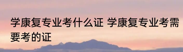 学康复专业考什么证 学康复专业考需要考的证