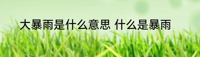 大暴雨是什么意思 什么是暴雨