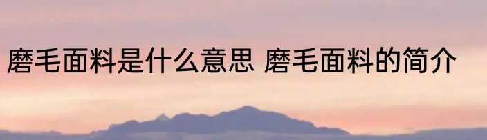 磨毛面料是什么意思 磨毛面料的简介