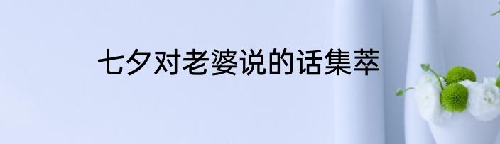 七夕对老婆说的话集萃