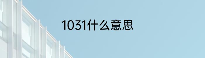 1031什么意思