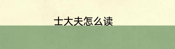 士大夫怎么读