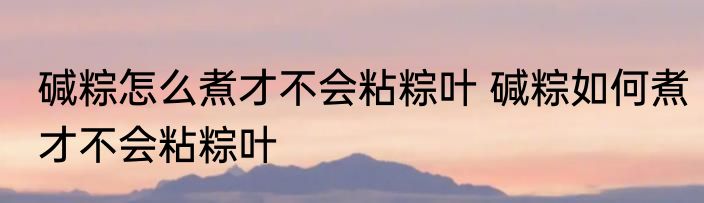 碱粽怎么煮才不会粘粽叶 碱粽如何煮才不会粘粽叶