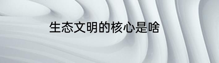 生态文明的核心是啥