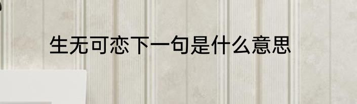 生无可恋下一句是什么意思