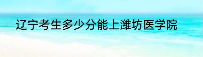 辽宁考生多少分能上潍坊医学院