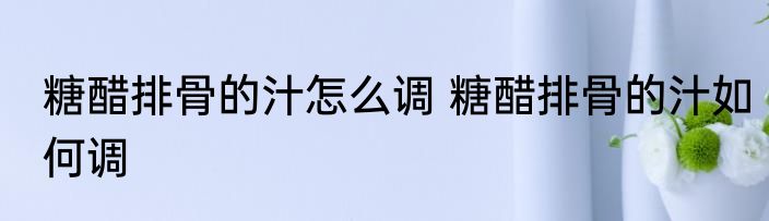 糖醋排骨的汁怎么调 糖醋排骨的汁如何调