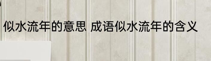 似水流年的意思 成语似水流年的含义