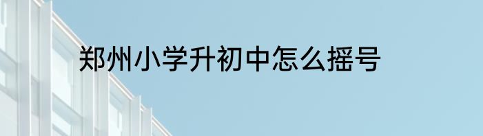 郑州小学升初中怎么摇号