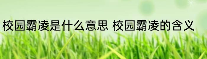 校园霸凌是什么意思 校园霸凌的含义