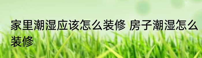 家里潮湿应该怎么装修 房子潮湿怎么装修