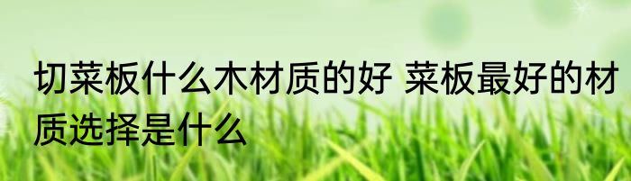切菜板什么木材质的好 菜板最好的材质选择是什么