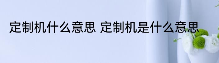 定制机什么意思 定制机是什么意思