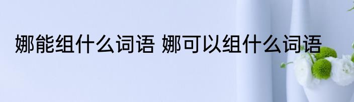 娜能组什么词语 娜可以组什么词语