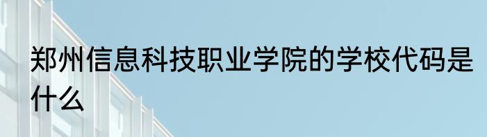 郑州信息科技职业学院的学校代码是什么