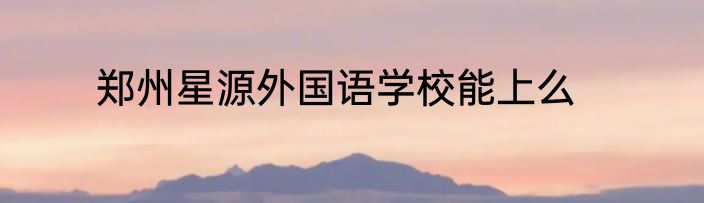 郑州星源外国语学校能上么