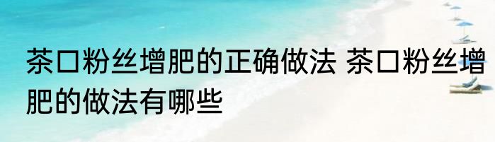 茶口粉丝增肥的正确做法 茶口粉丝增肥的做法有哪些