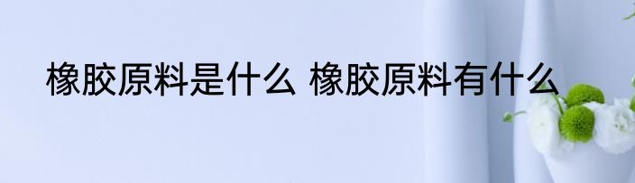 橡胶原料是什么 橡胶原料有什么