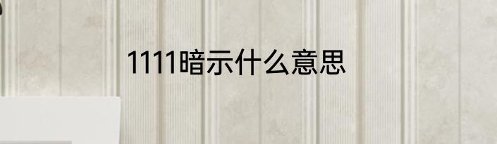1111暗示什么意思