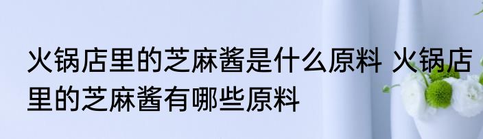 火锅店里的芝麻酱是什么原料 火锅店里的芝麻酱有哪些原料
