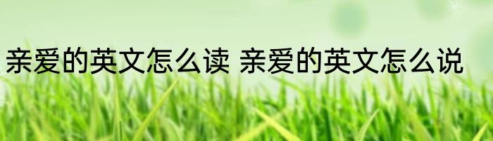 亲爱的英文怎么读 亲爱的英文怎么说