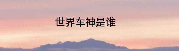 世界车神是谁