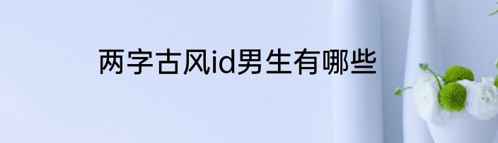 两字古风id男生有哪些