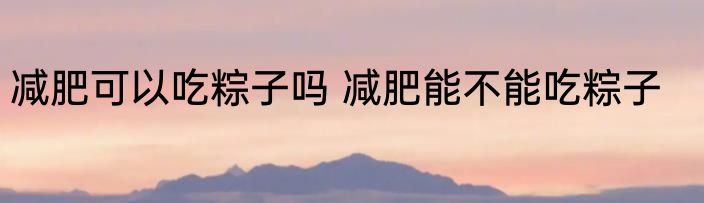 减肥可以吃粽子吗 减肥能不能吃粽子