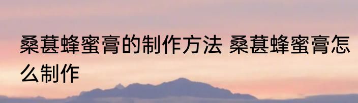 桑葚蜂蜜膏的制作方法 桑葚蜂蜜膏怎么制作