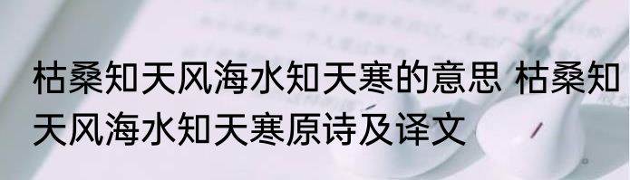 枯桑知天风海水知天寒的意思 枯桑知天风海水知天寒原诗及译文