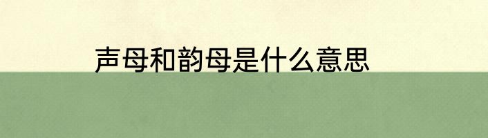 声母和韵母是什么意思